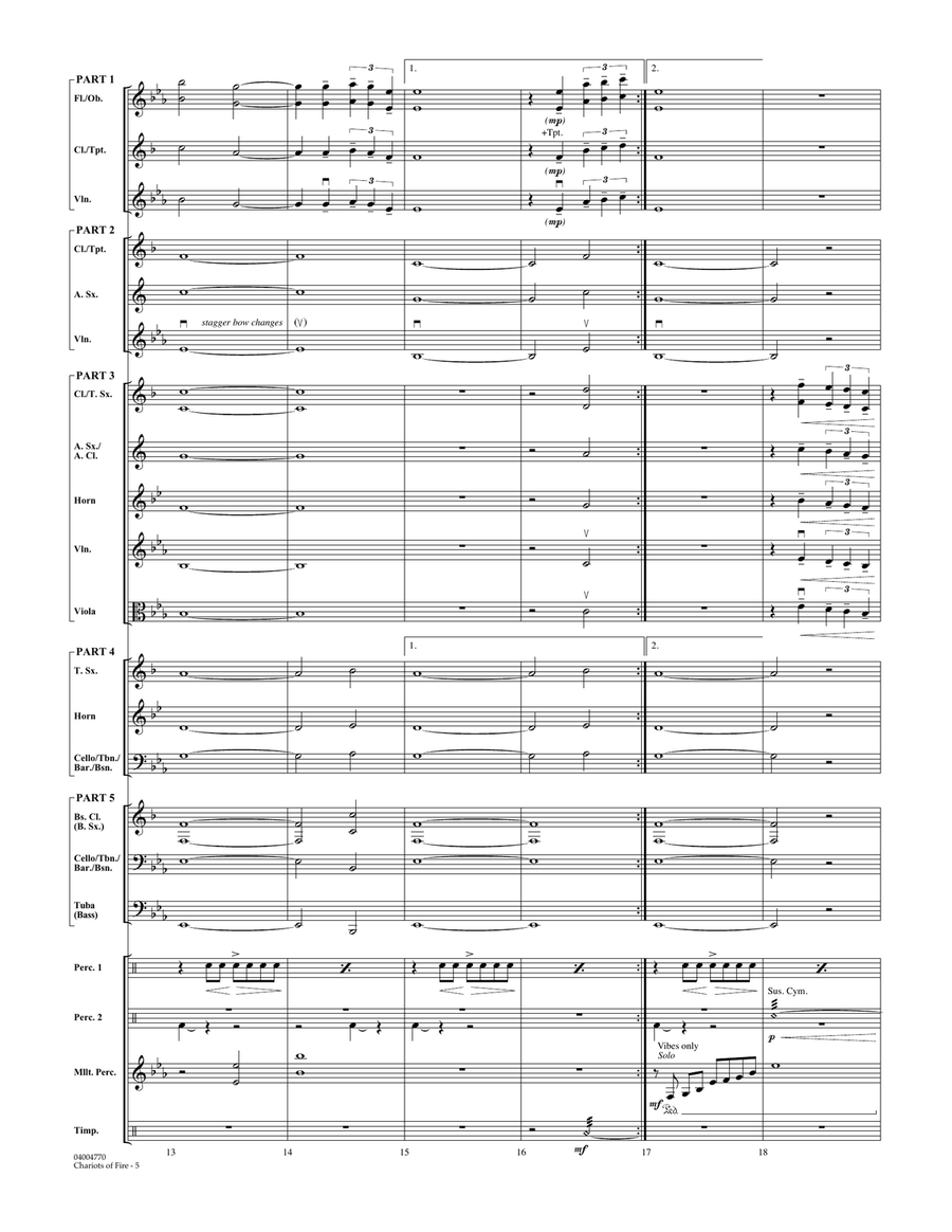 Chariots of Fire - Conductor Score (Full Score) Concert Band scores gallery preview page 4