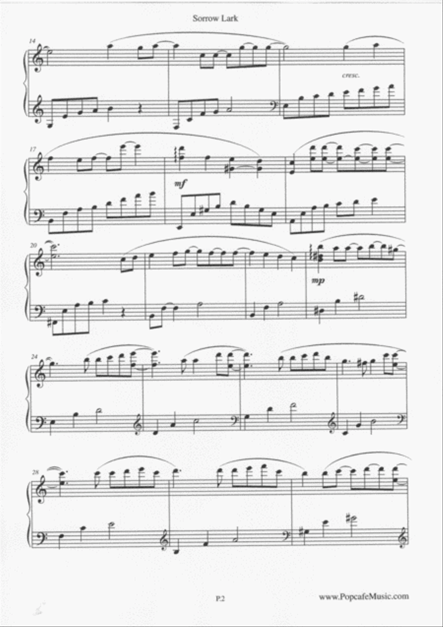 Sorrow Lark - Beautiful Piano Music No.5 4-Part scores gallery preview page 2