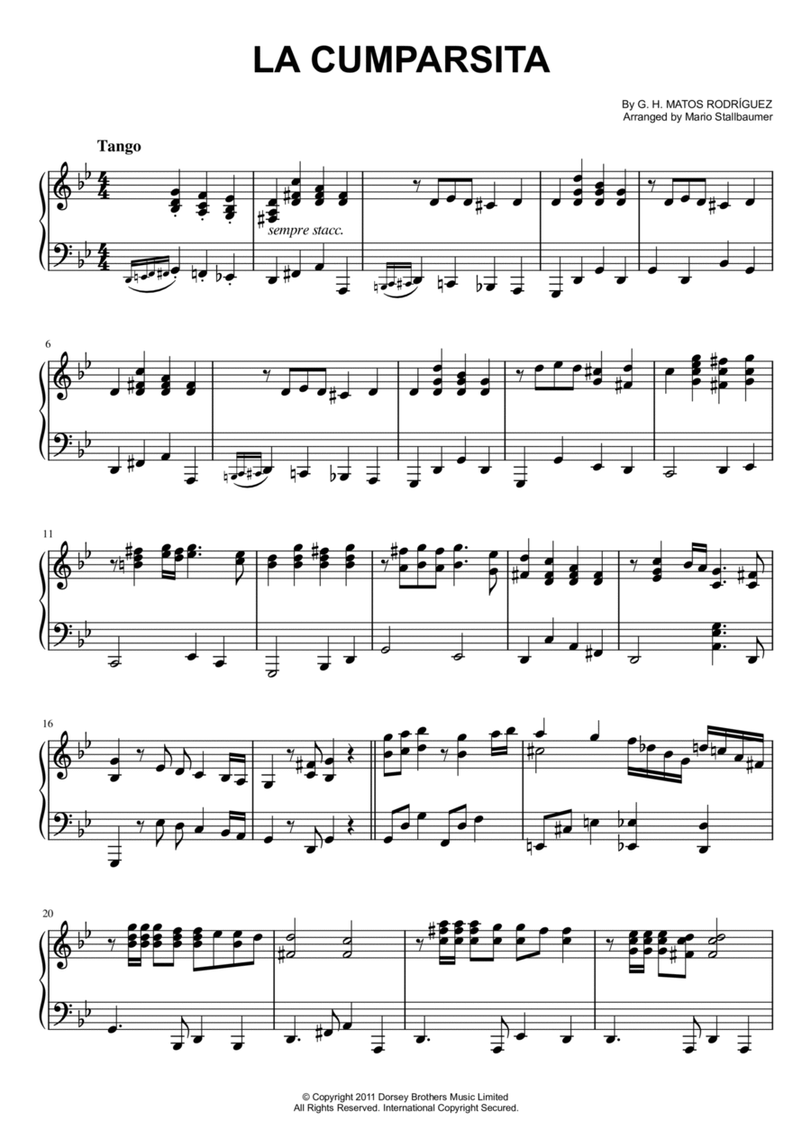 La cumparsita accordion sheet music on sale