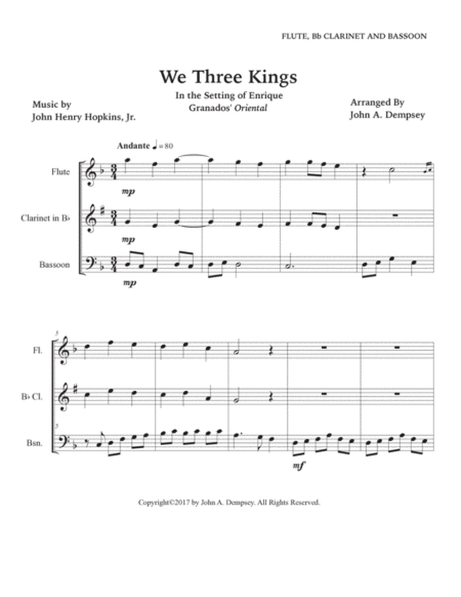 We Three Kings (Woodwind Trio): Flute, Clarinet and Bassoon image number null