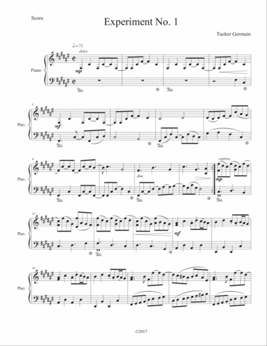 Experiment No. 1 Piano Solo scores gallery preview page 1