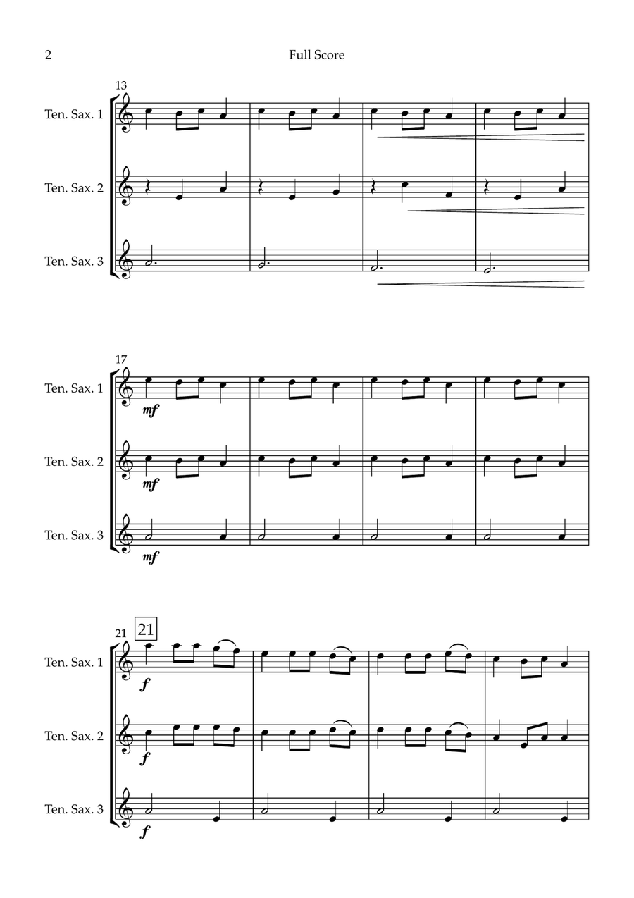 Carol of the Bells (Christmas Song) for Tenor Saxophone Trio Woodwind Trio scores gallery preview page 2