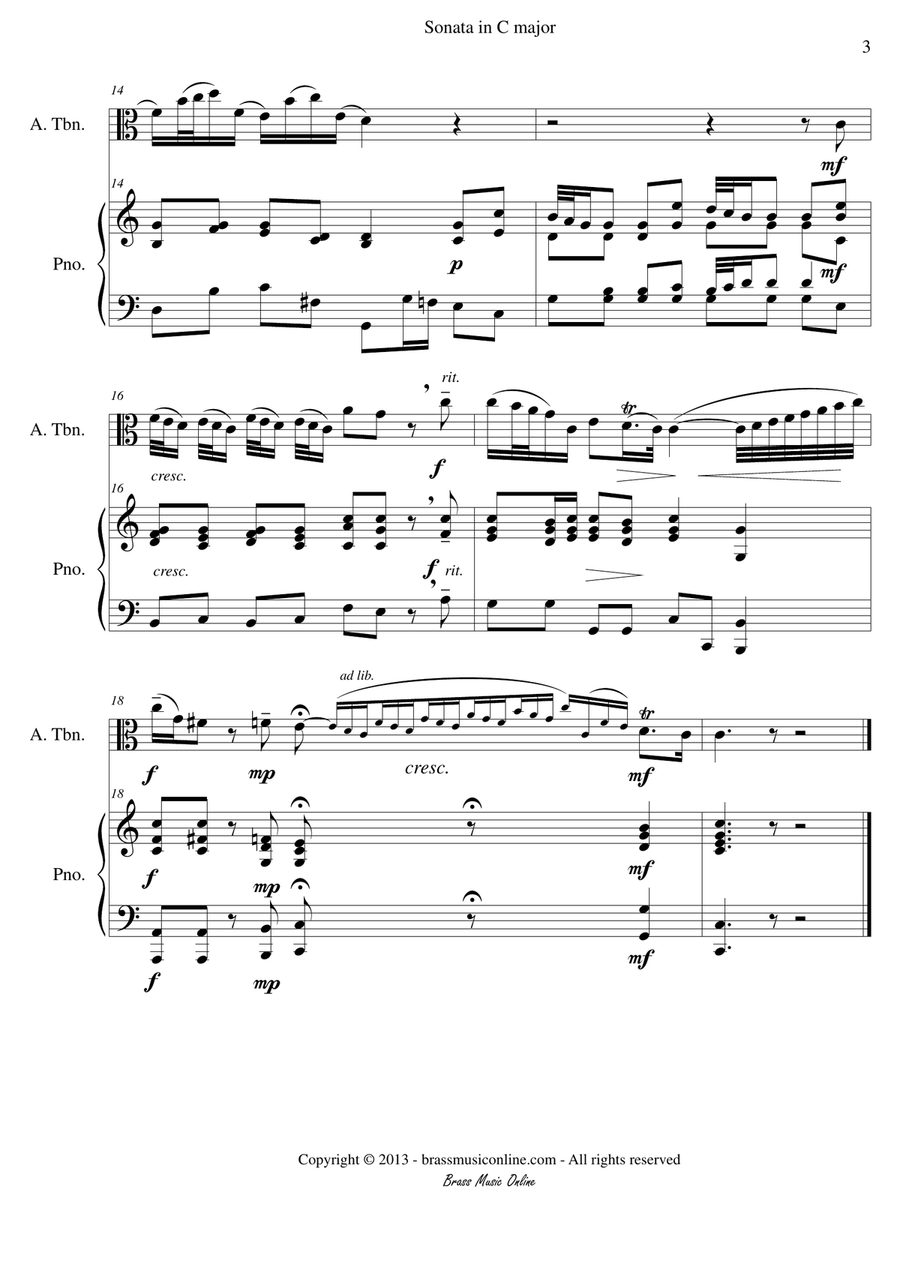 Sonata in C major Trombone Duet scores gallery preview page 3