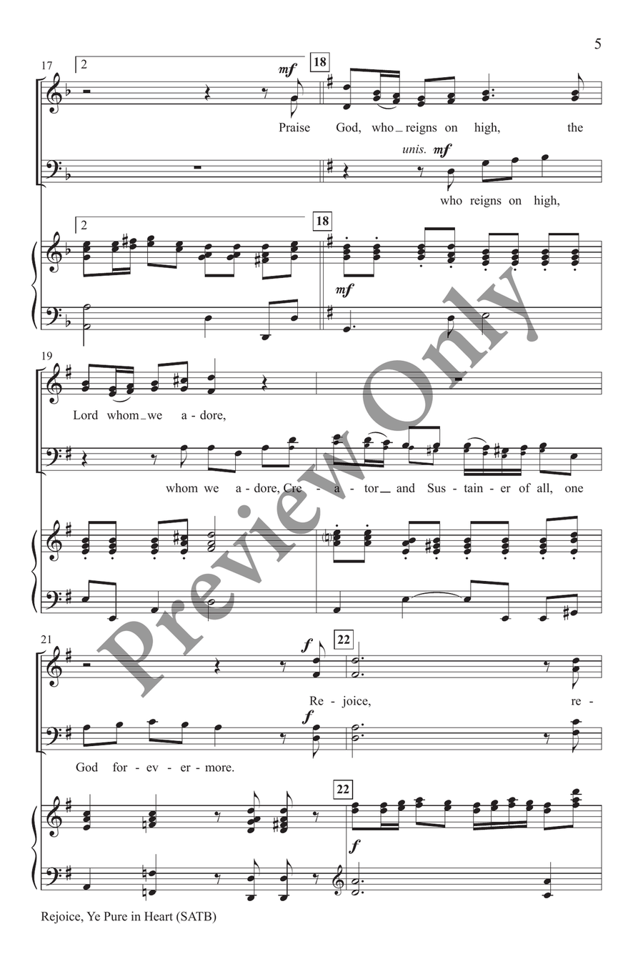 Rejoice, Ye Pure in Heart SATB 4-Part scores gallery preview page 4
