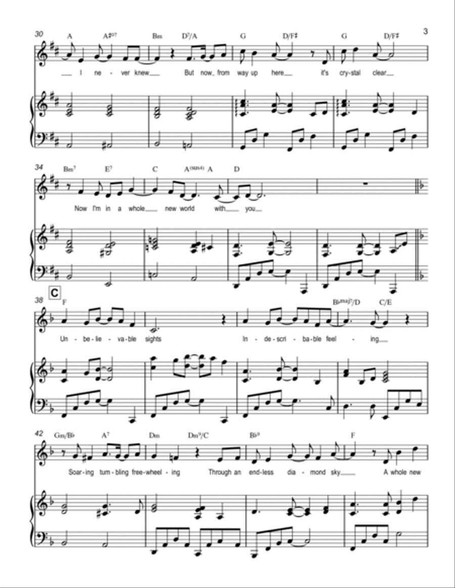 A Whole New World, from Aladdin Voice scores gallery preview page 3