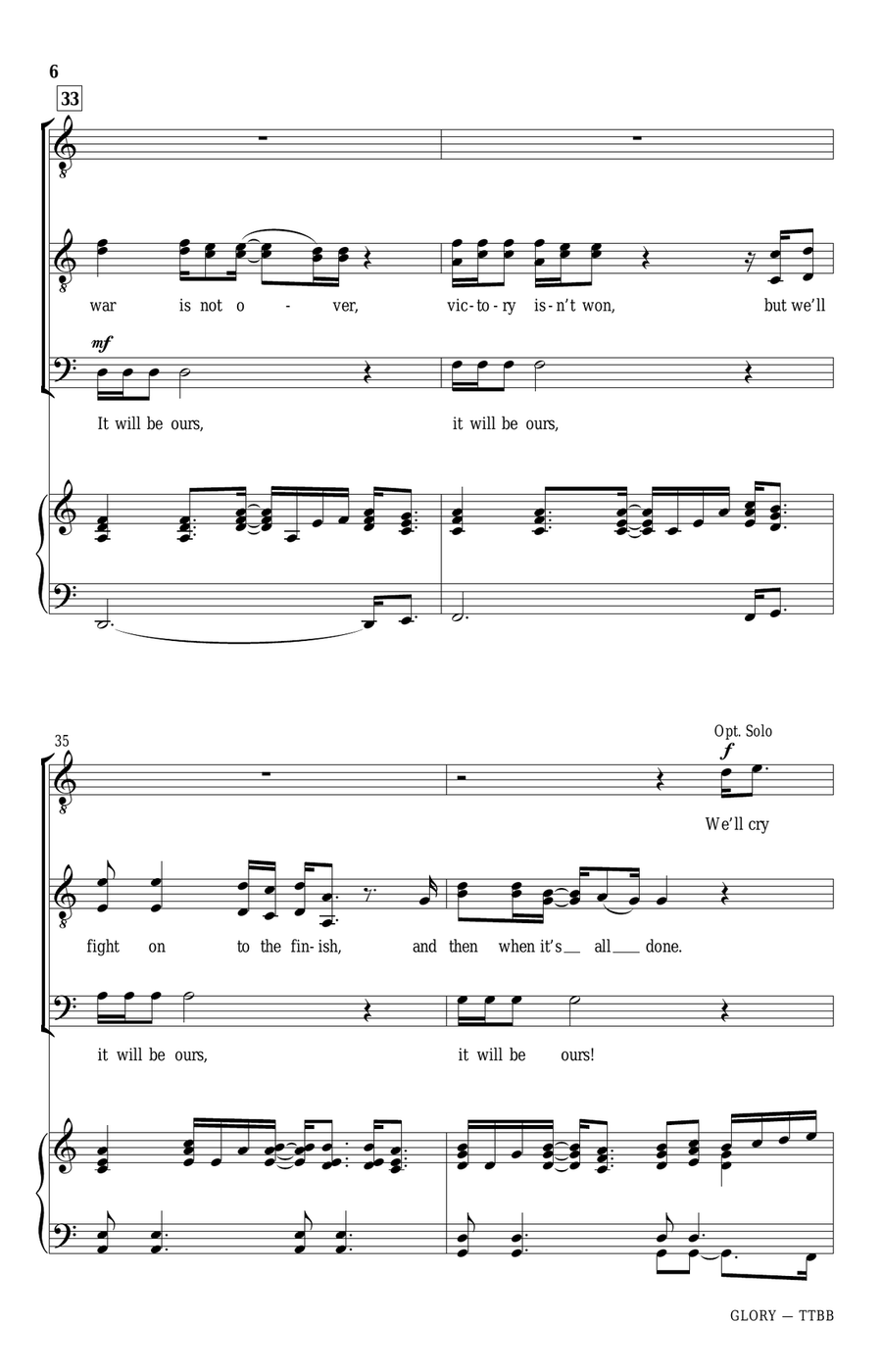 Glory (from Selma) (arr. Eugene Rogers) TTBB scores gallery preview page 6
