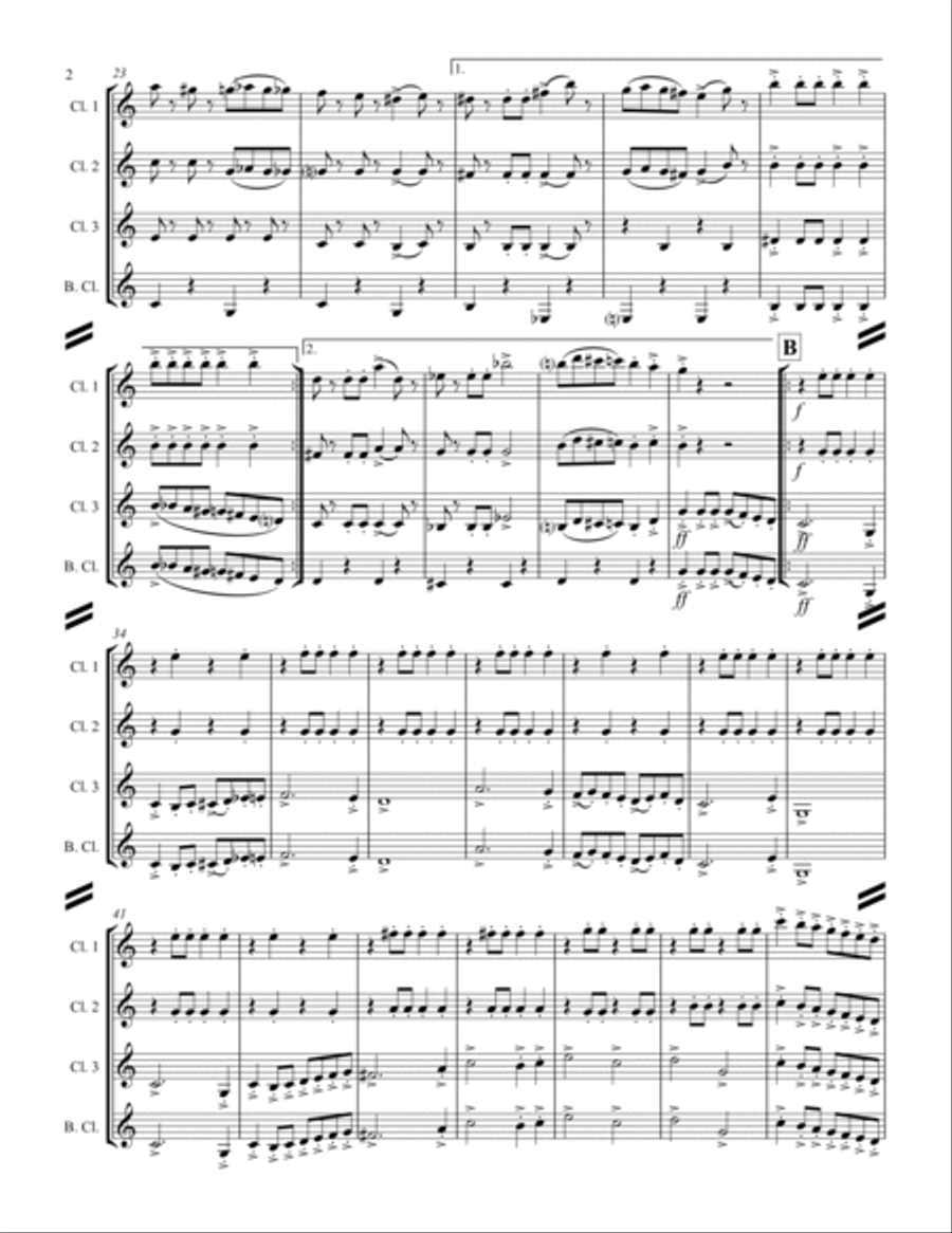March – Entry of the Gladiators (for Clarinet Quartet) Clarinet Quartet scores gallery preview page 3