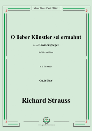 Book cover for Richard Strauss-O lieber Künstler sei ermahnt,in E flat Major,Op.66 No.6