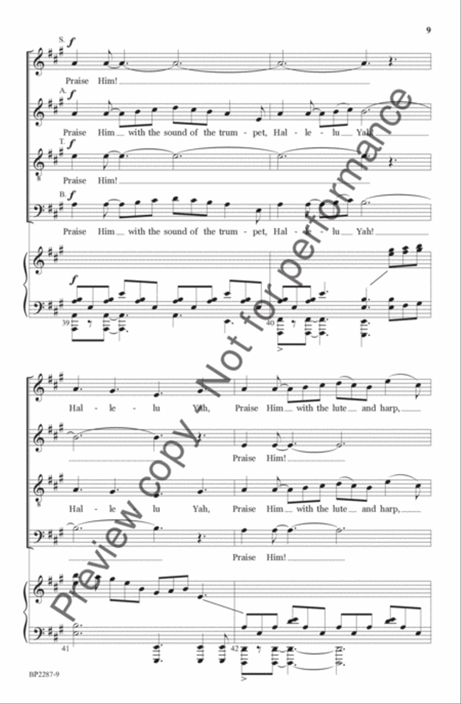 Hallelu Yah: Three Psalms of Praise III. Psalm 150 4-Part scores gallery preview page 10