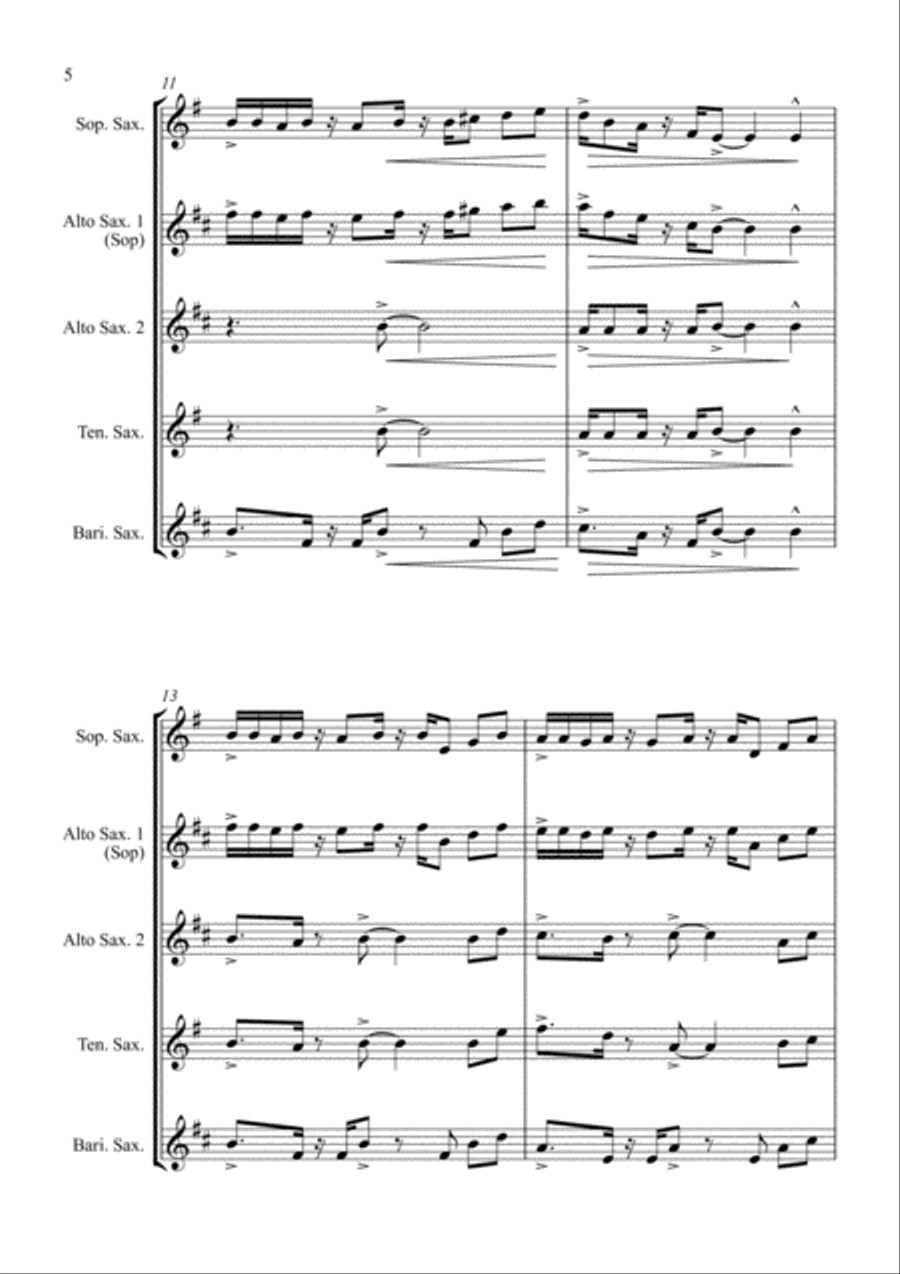Drunken Sailor - for Saxophone Quartet Drunken Sailor - for Saxophone Quartet Saxophone Quartet scores gallery preview page 6