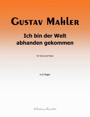Ich bin der Welt abhanden gekommen, by Mahler, in E Major