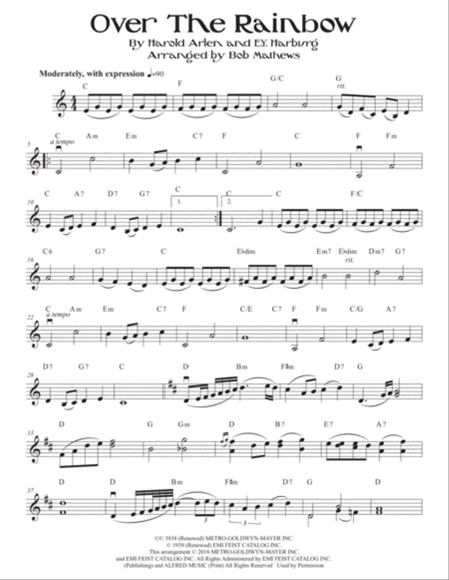 Over The Rainbow Violin scores gallery preview page 1