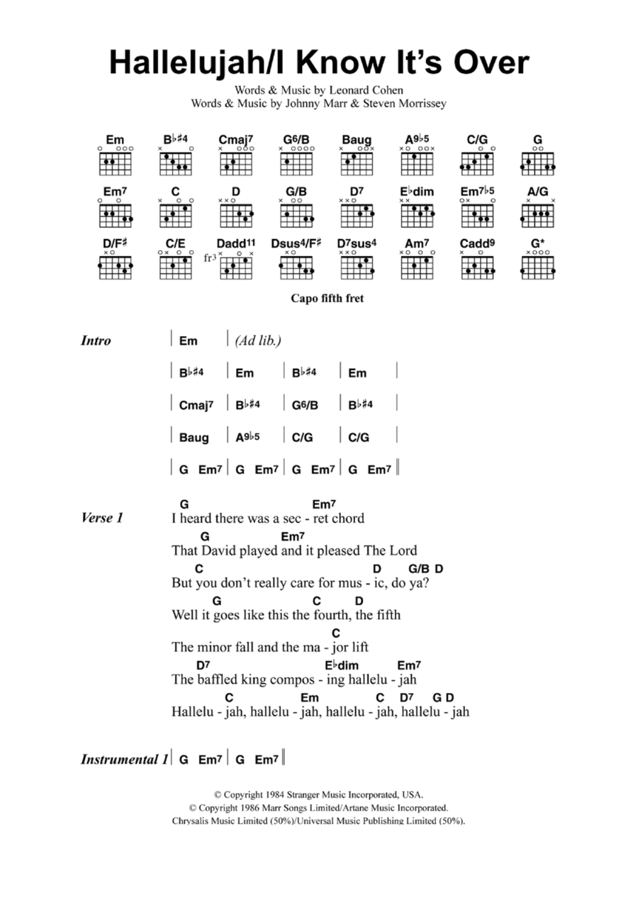 Hallelujah/I Know It's Over Guitar scores gallery preview page 1