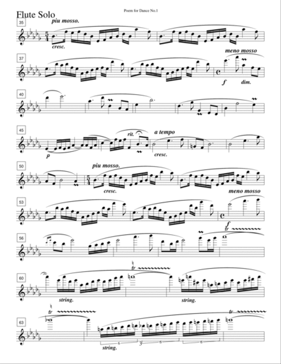 POEM FOR DANCE, op.31 No.1(1981) - A Duet For Flute solo and Piano Woodwind Duet scores gallery preview page 3