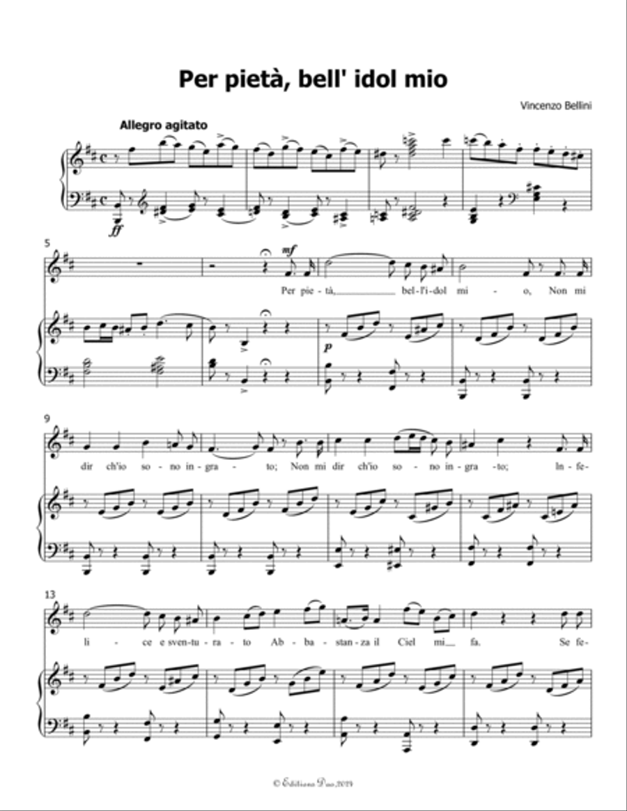 Per pietà, bell'idol mio, by Vincenzo Bellini, in b minor Voice scores gallery preview page 3