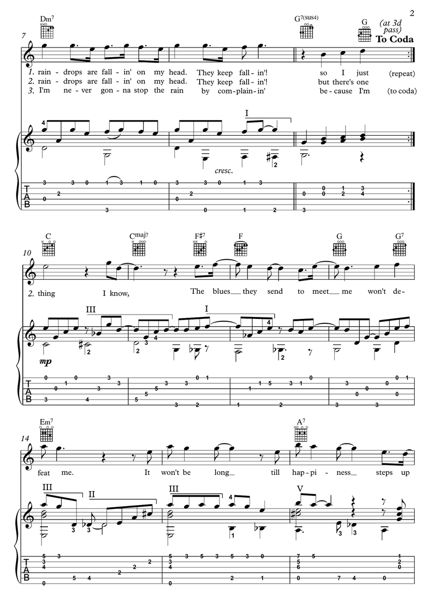 Raindrops Keep Fallin' On My Head Acoustic Guitar scores gallery preview page 2