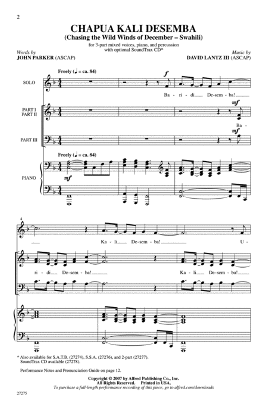 Chapua Kali Desemba (Chasing the Wild Winds of December - Swahili) 3-Part scores gallery preview page 2