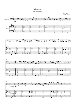 Book cover for Minuet (In G Major), Johann Sebastian Bach, For Bassoon & Piano