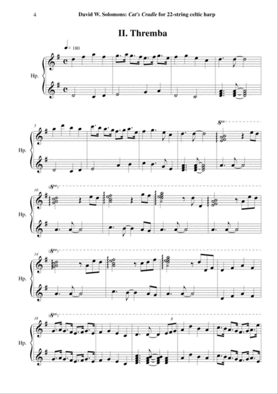 David Warin Solomons: Cat's Cradle for 22-string celtic harp Celtic Harp scores gallery preview page 4