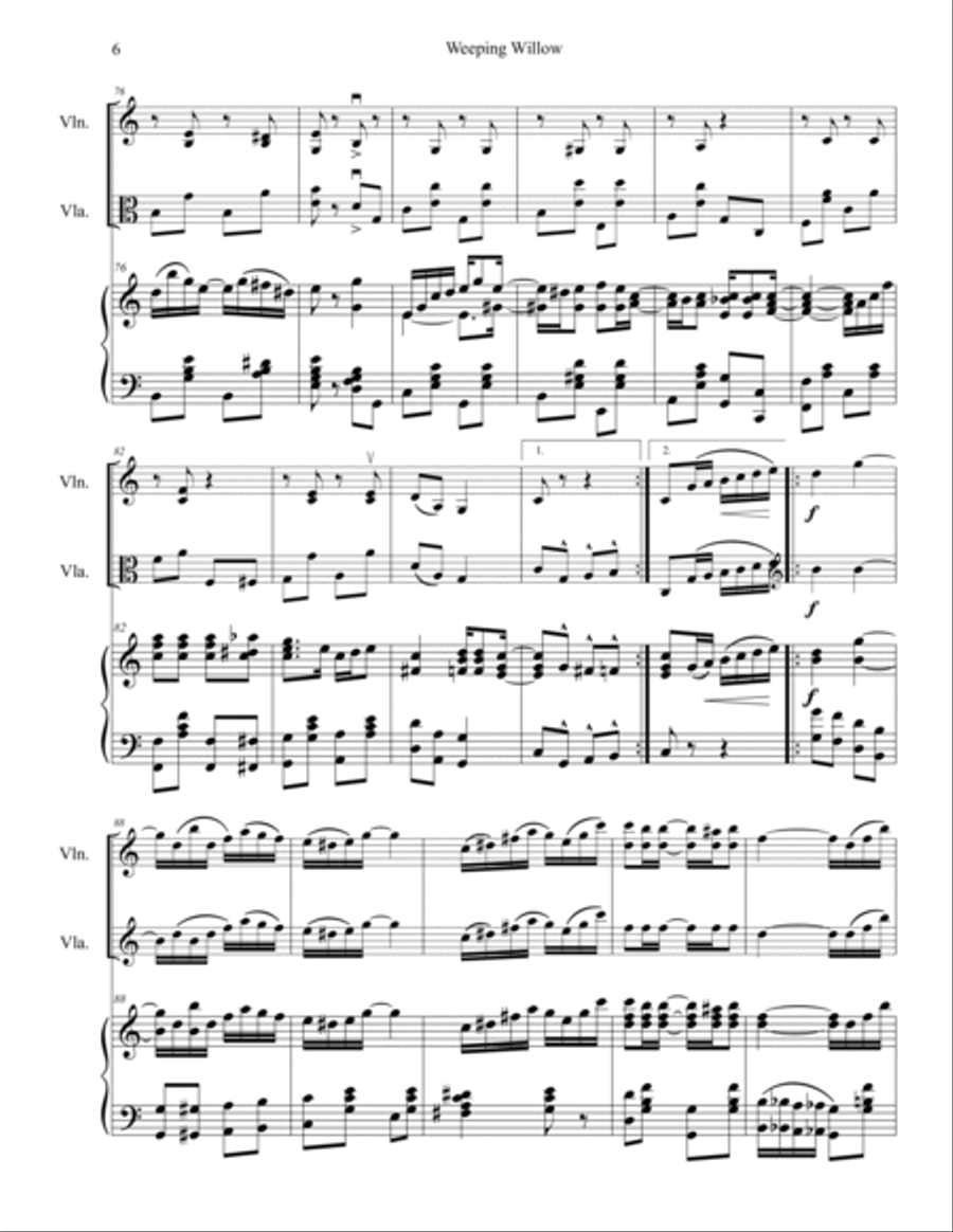 Weeping Willow Trio for Violin, Viola and Piano