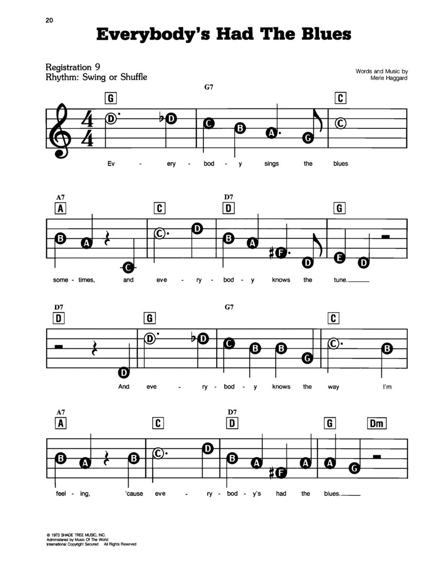 Everybody's Had The Blues Easy Piano scores gallery preview page 1