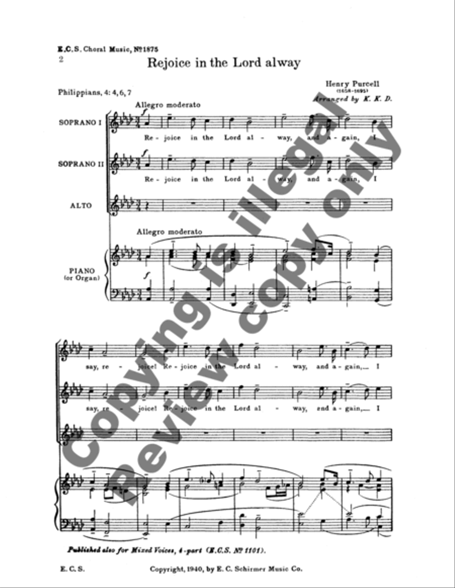 Rejoice In The Lord Alway SSA scores gallery preview page 6