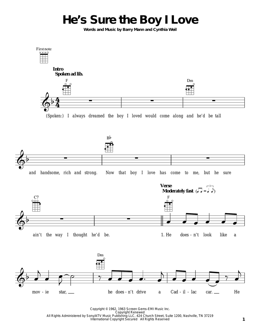 He's Sure The Boy I Love Ukulele scores gallery preview page 1
