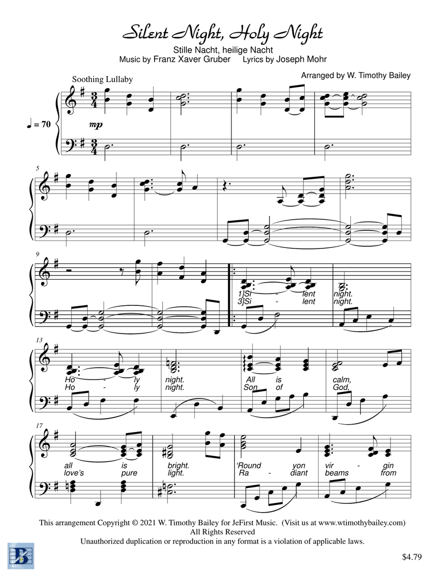 Silent Night, Holy Night Silent Night, Holy Night Piano Solo scores gallery preview page 1