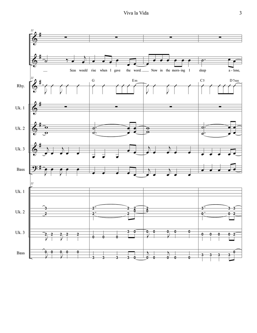 Viva La Vida Small Ensemble scores gallery preview page 3