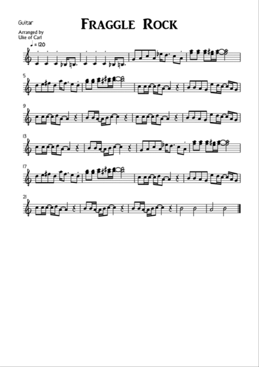 Fraggle Rock Theme Guitar Tablature scores gallery preview page 4
