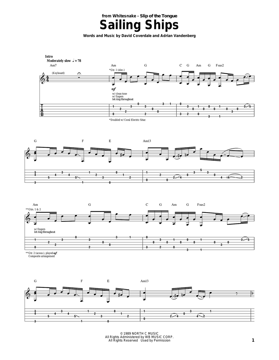 Sailing Ships Sailing Ships Acoustic Guitar scores gallery preview page 1