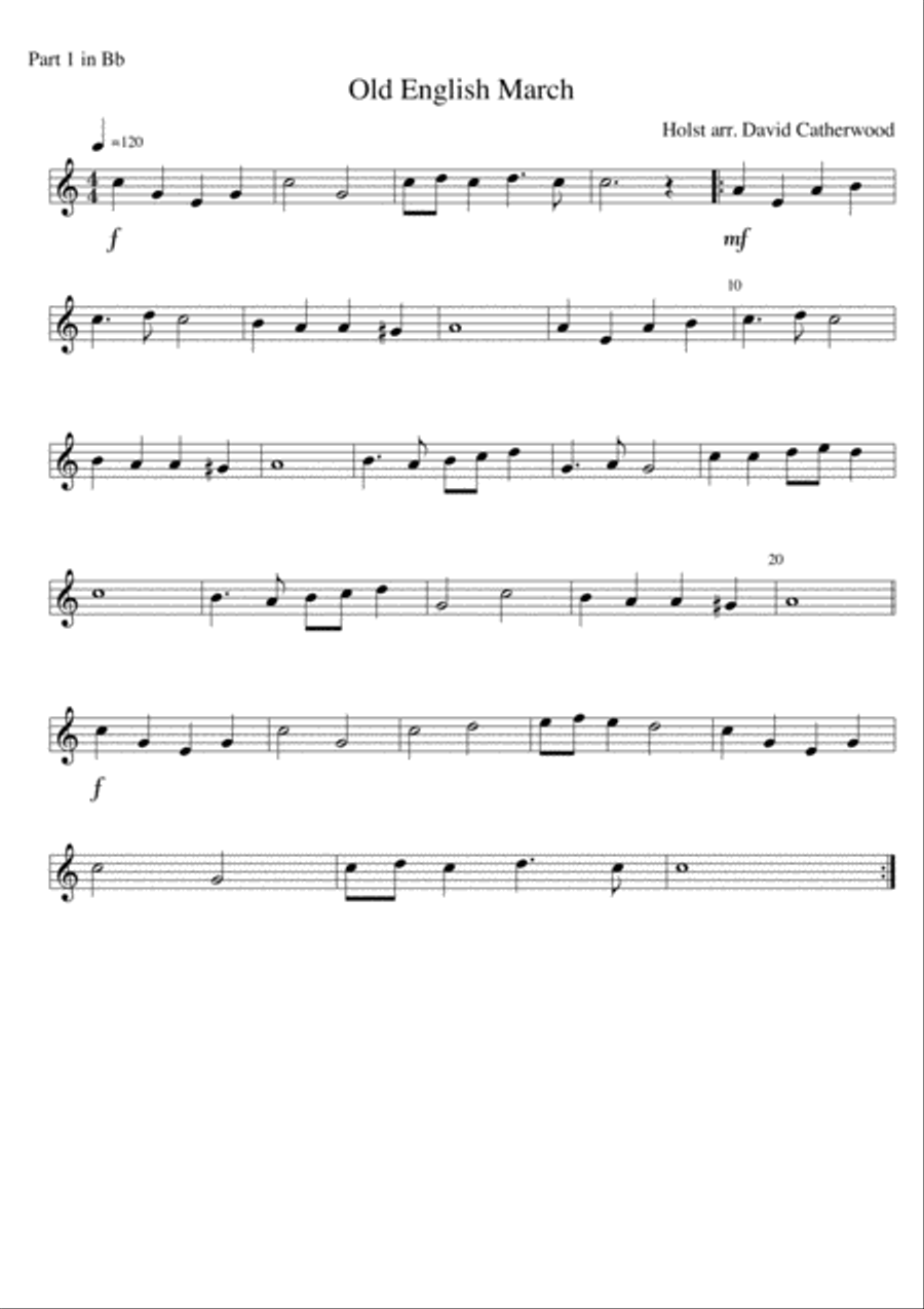 Old English March by Holst arranged for Flexible ensemble by David Catherwood Concert Band scores gallery preview page 4