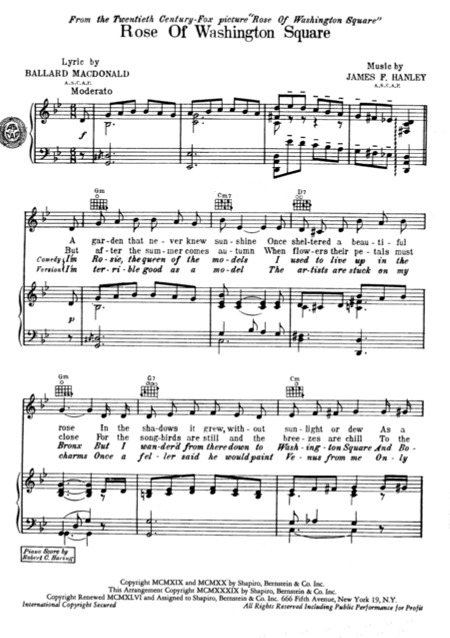 Rose Of Washington Square Voice scores gallery preview page 2
