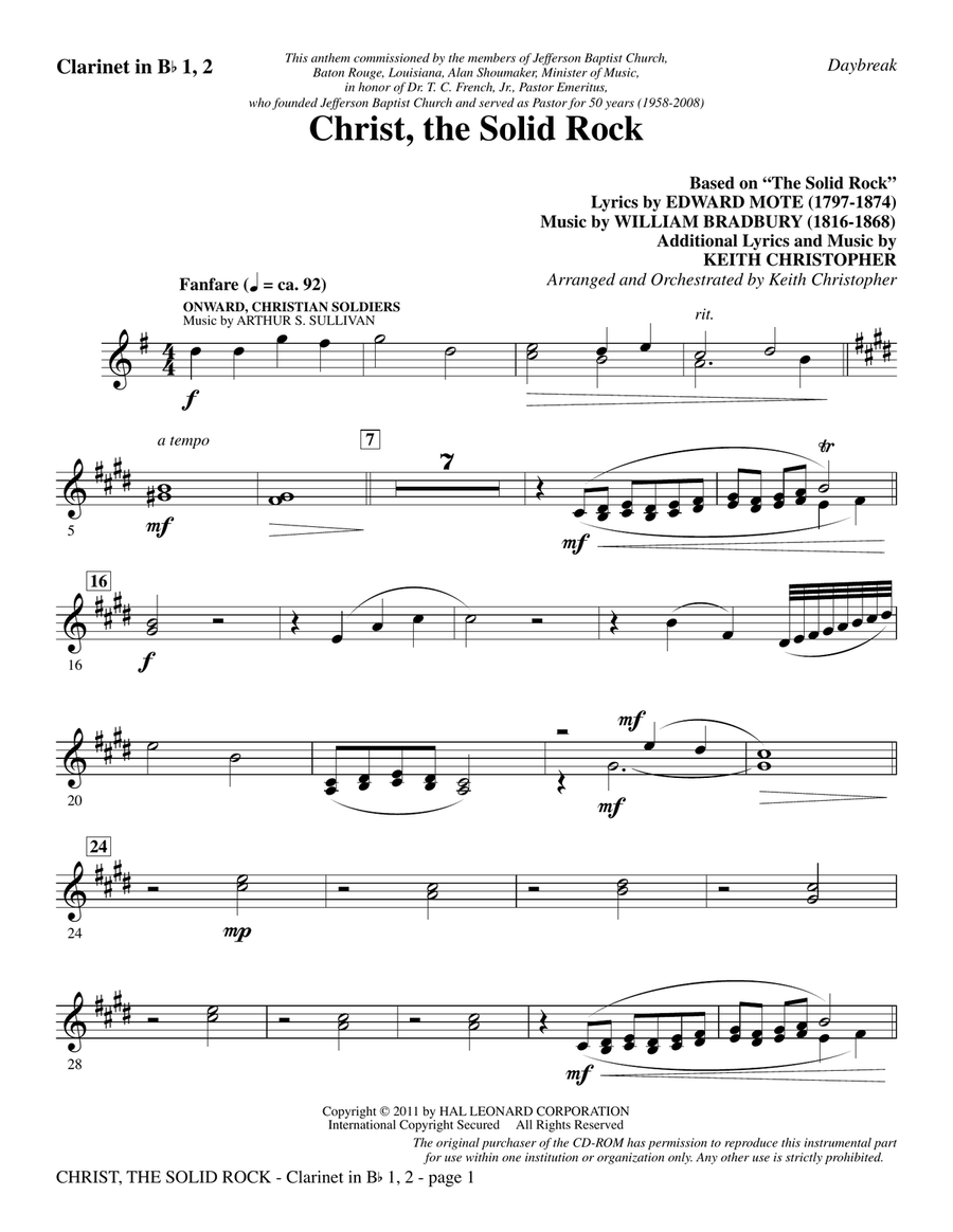 Christ, The Solid Rock - Bb Clarinet 1 & 2