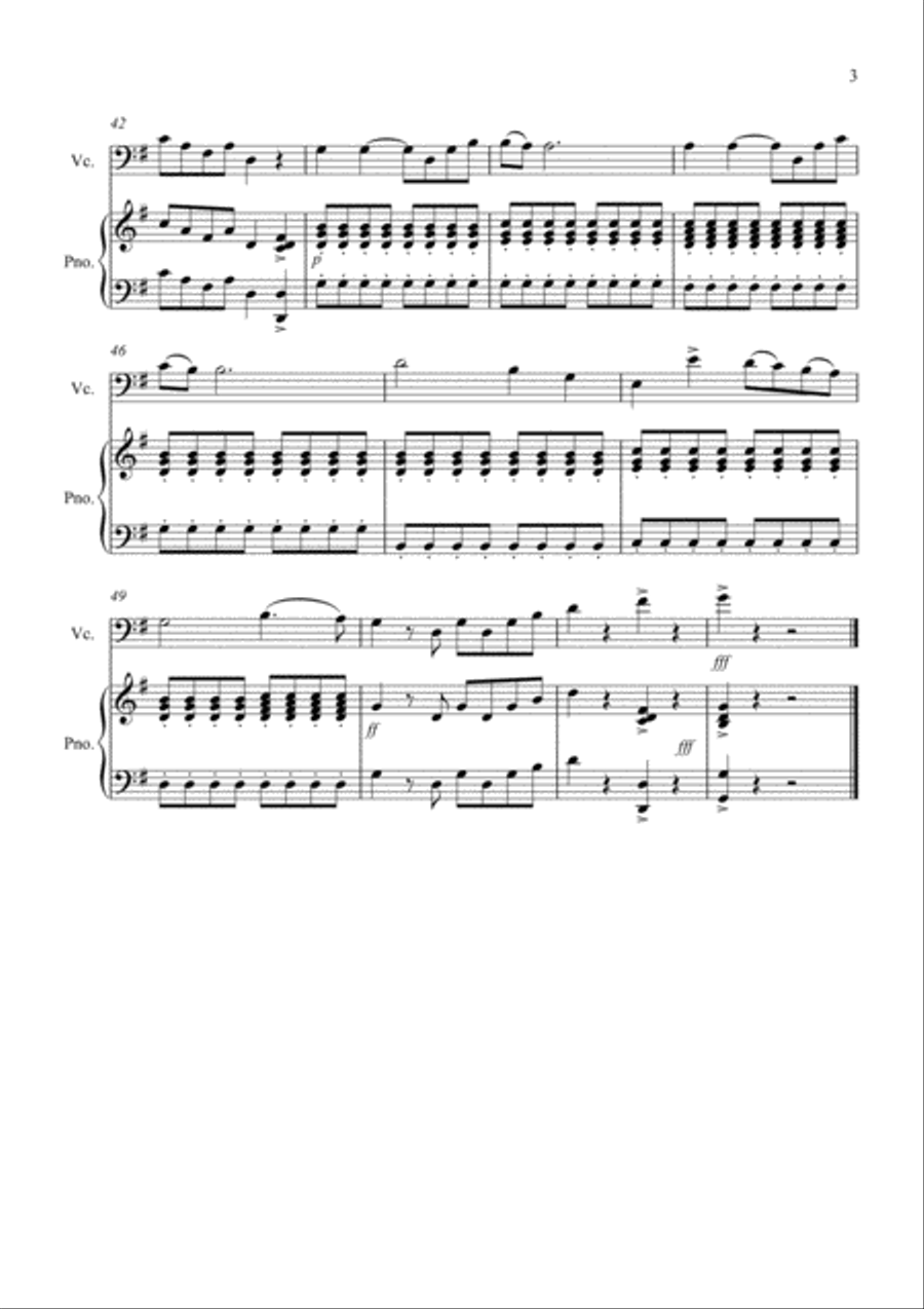 Eine Kleine Nachtmusik (Fantasia) 1st Movement for Cello and Piano Piano scores gallery preview page 3