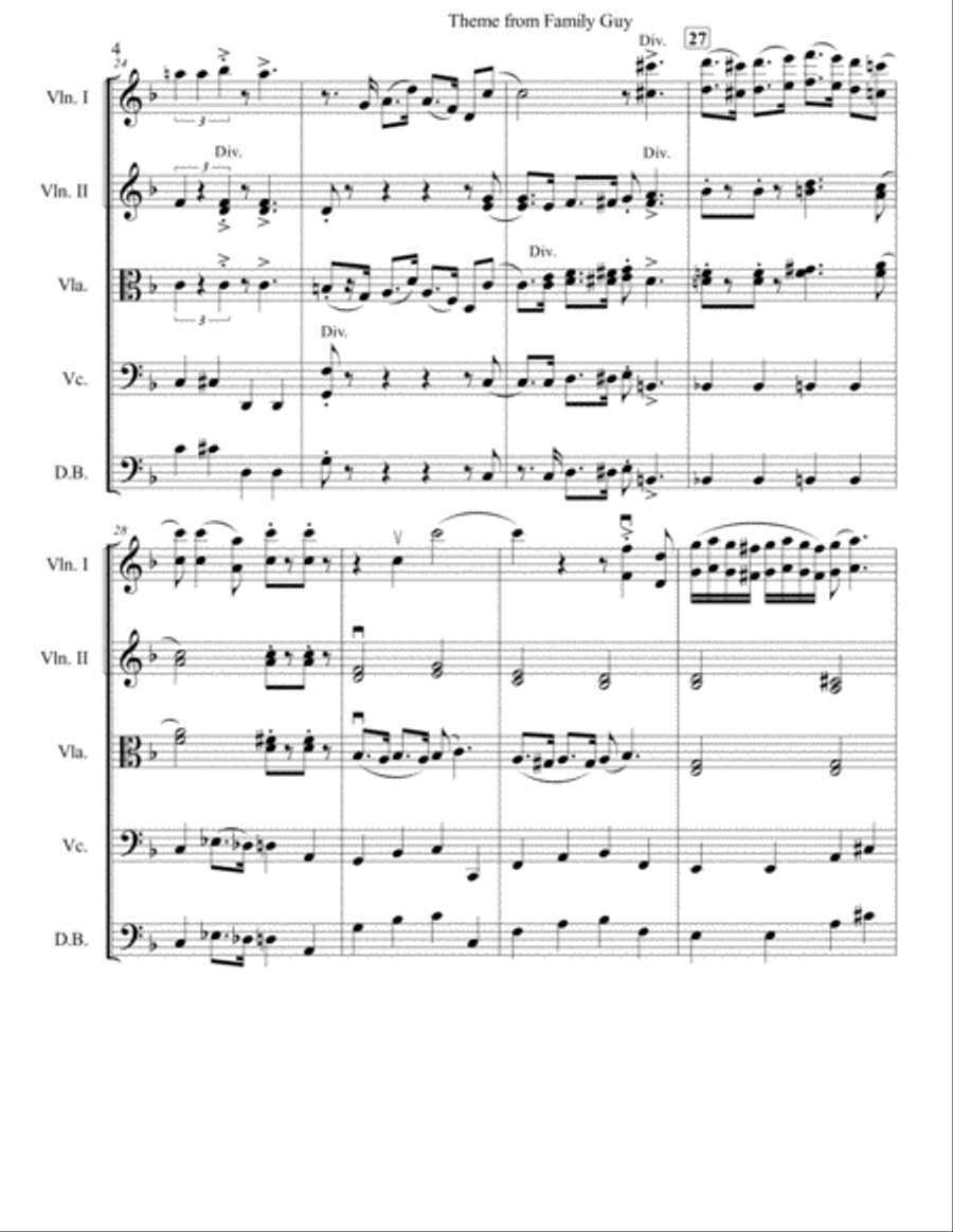 Theme From Family Guy String Orchestra scores gallery preview page 5