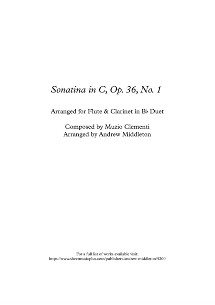 Sonatina in C, Op. 36 No. 1 for Flute and Clarinet Duet Woodwind Duet scores gallery preview page 1