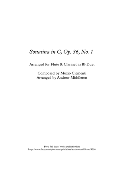 Sonatina in C, Op. 36 No. 1 for Flute and Clarinet Duet image number null