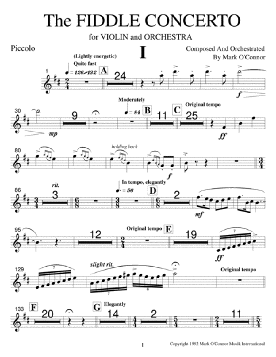 The Fiddle Concerto (wind parts – violin and symphony orchestra) image number null