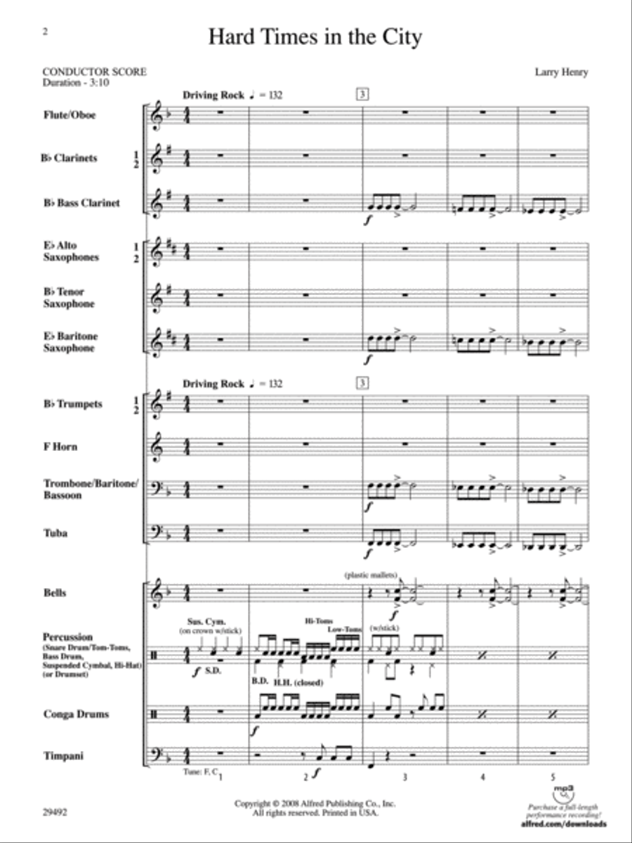 Hard Times in the City Concert Band scores gallery preview page 2