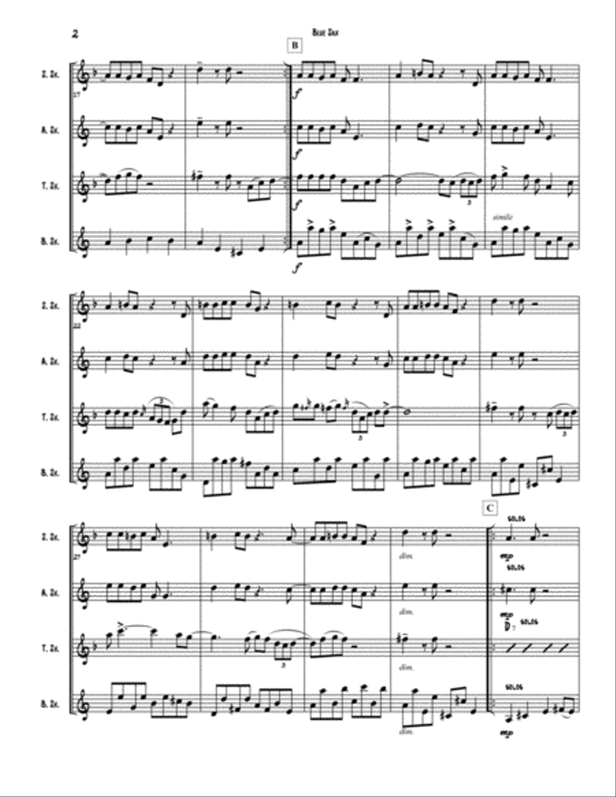 Blue Sax Woodwind Quartet scores gallery preview page 2