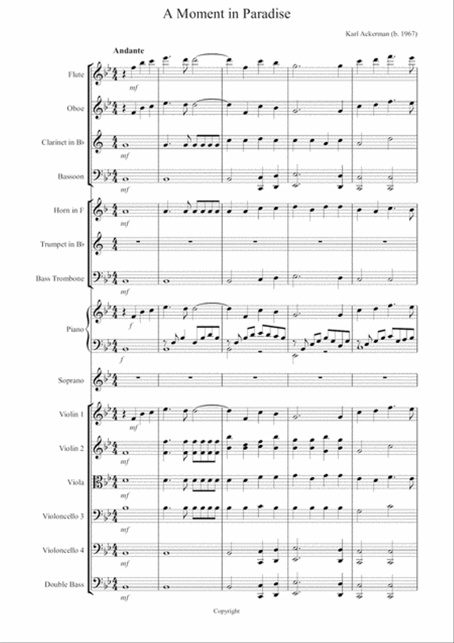 A Moment in Paradise Full Orchestra scores gallery preview page 1
