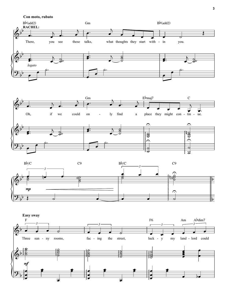Three Sunny Rooms (from Rags: The Musical) Piano, Vocal scores gallery preview page 3