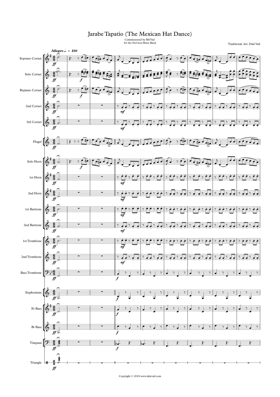 The Mexican Hat Dance (Jarabe Tapatío) Brass Band scores gallery preview page 1