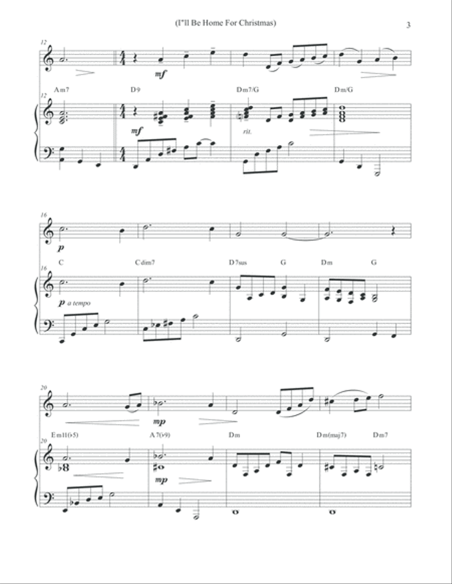 I'll Be Home For Christmas Violin Solo scores gallery preview page 3