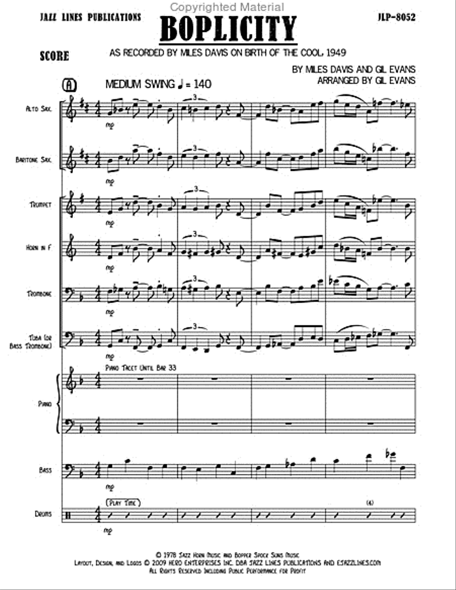 Boplicity Tenor Saxophone scores gallery preview page 3