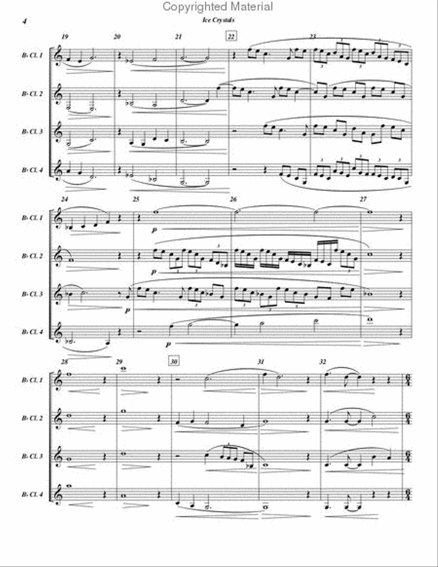 Ice Crystals Clarinet Quartet scores gallery preview page 4