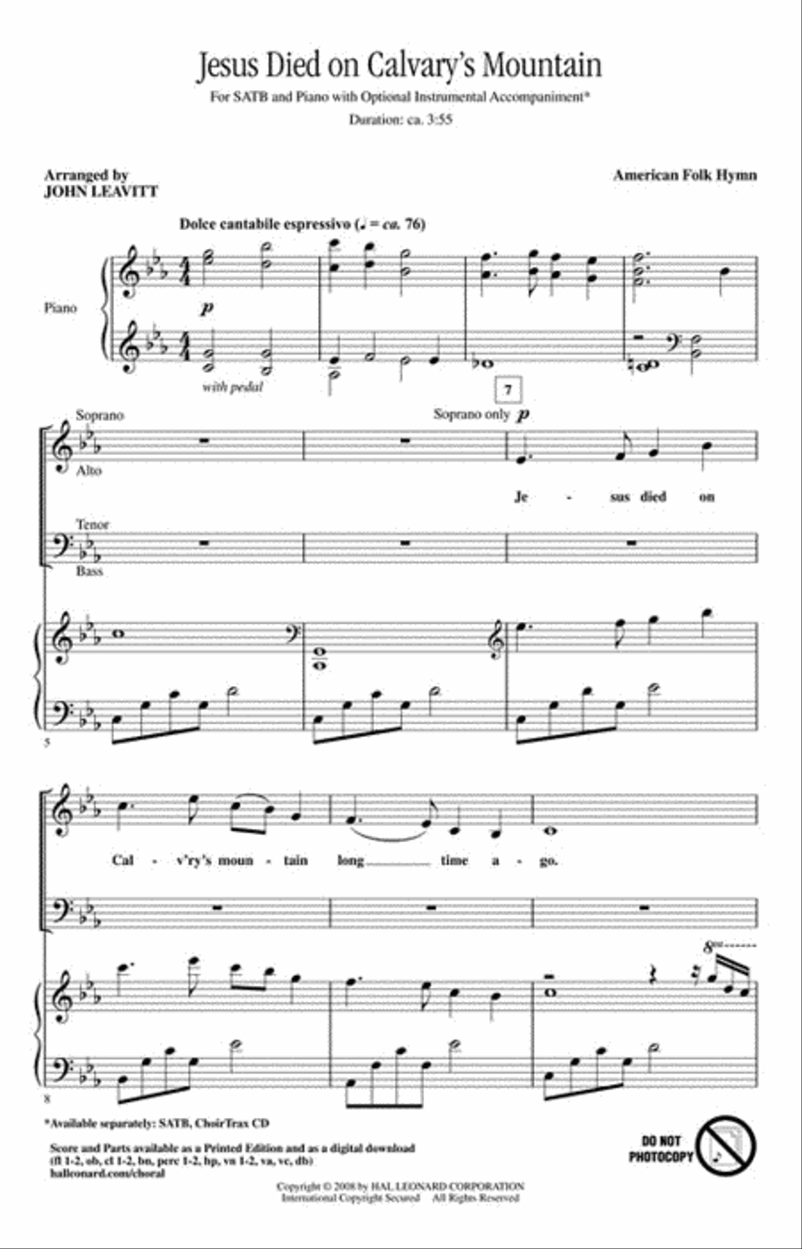 Jesus Died on Calvary's Mountain 4-Part scores gallery preview page 2