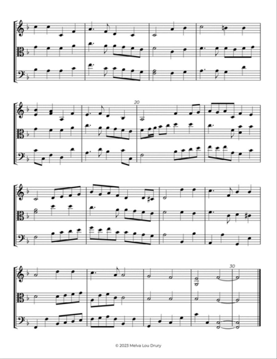Once in Royal David's City String Trio scores gallery preview page 3