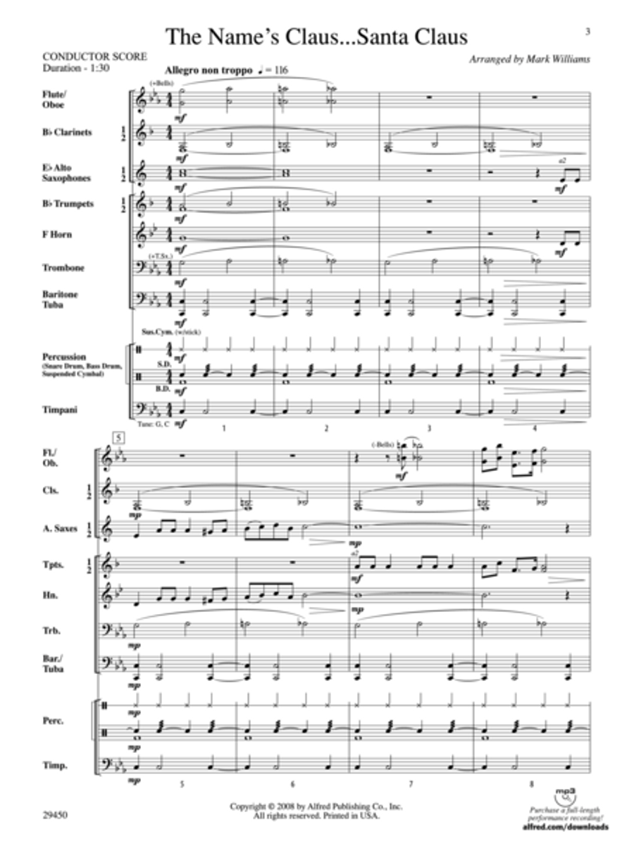 The Name's Claus ... Santa Claus (Score only) Concert Band scores gallery preview page 2